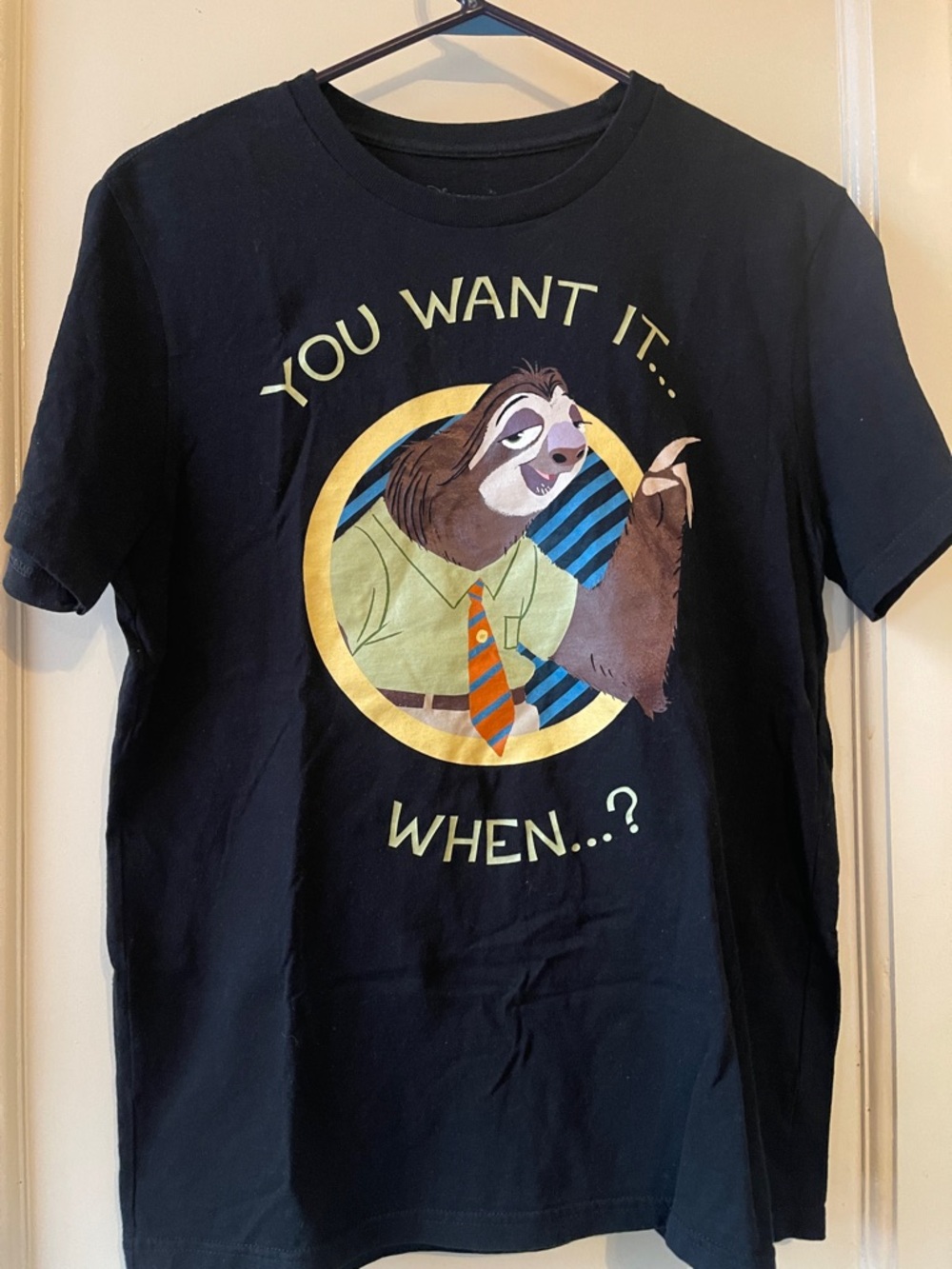 Disney Zootopia Flash Sloth Graphic Tee with Yellow & Blue Accents